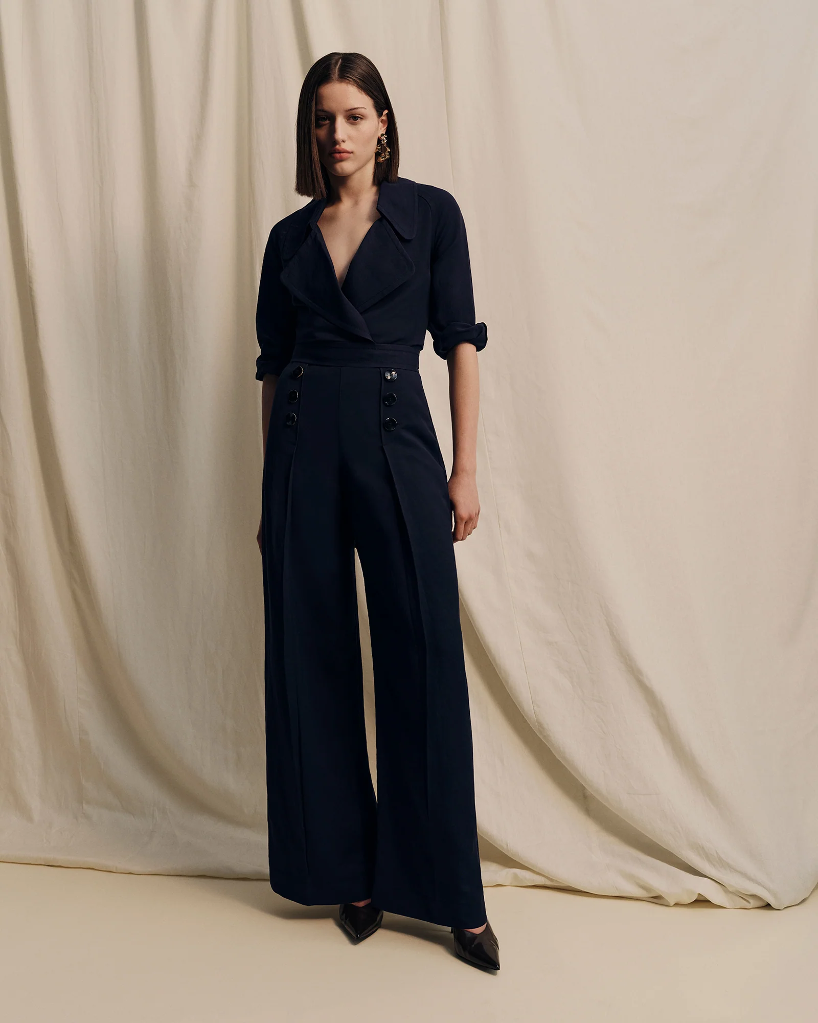 VISCOSE LINEN TWILL WIDE LEG PANT - Image 5
