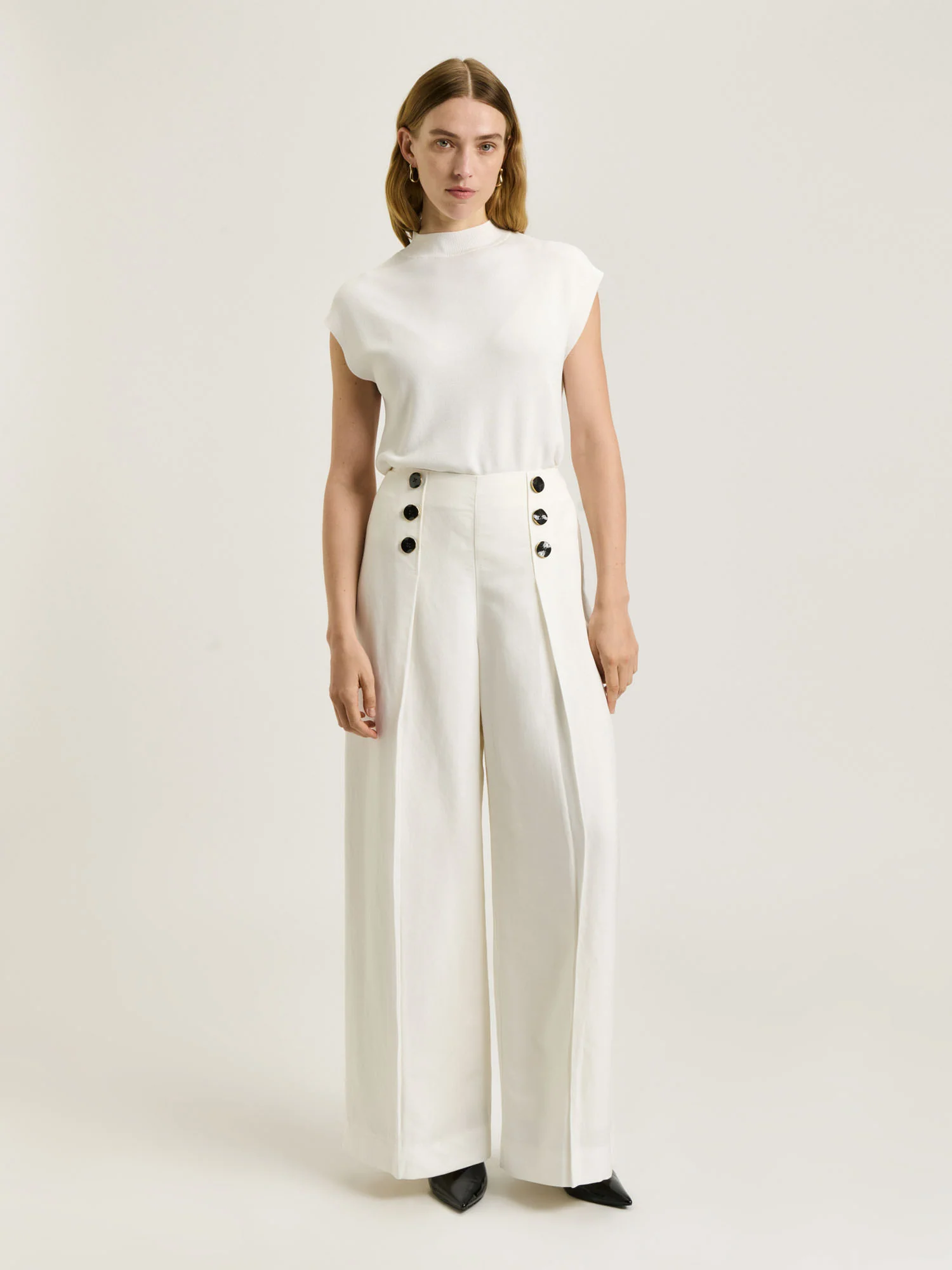 VISCOSE LINEN TWILL WIDE LEG PANT - Image 6