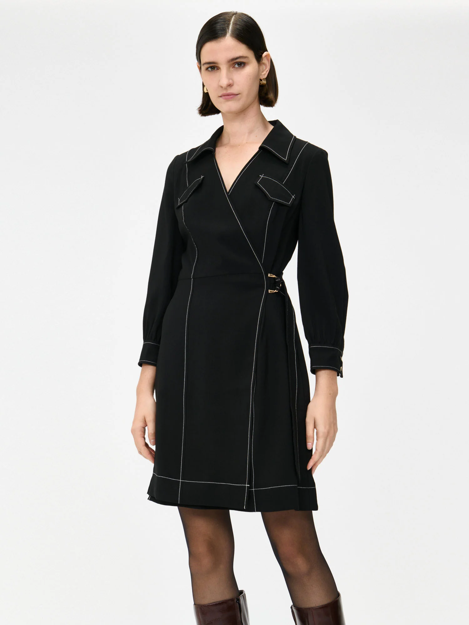 VISCOSE TWILL WRAP DRESS - Image 2
