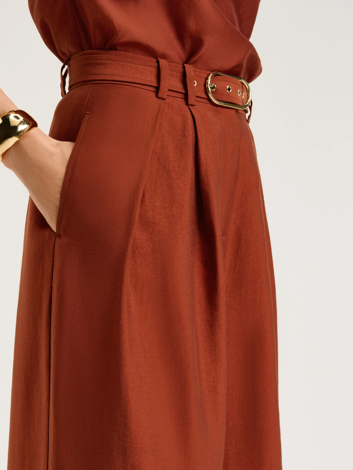 WASHER LYOCELL BELTED WIDE LEG PANT - Image 4